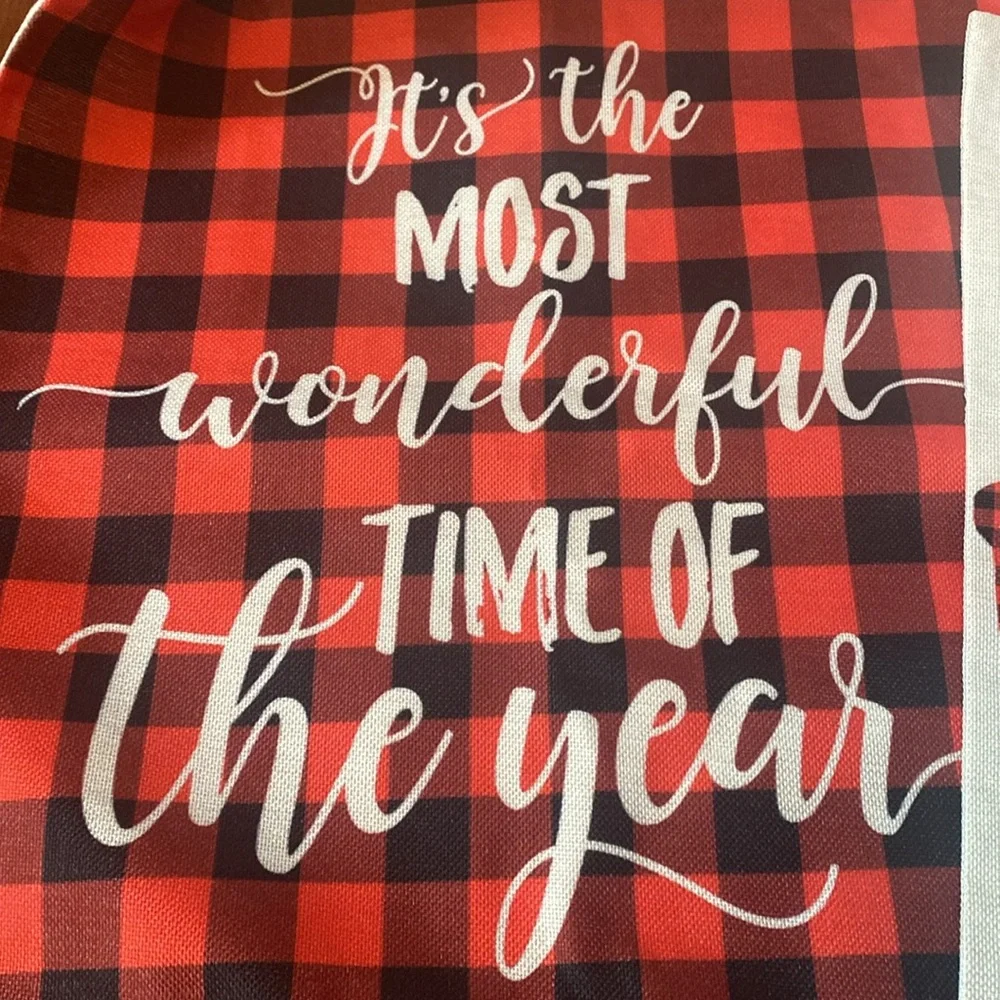 Festive Holiday Pillow Covers shams red/ black plaid pickup truck 19x19”